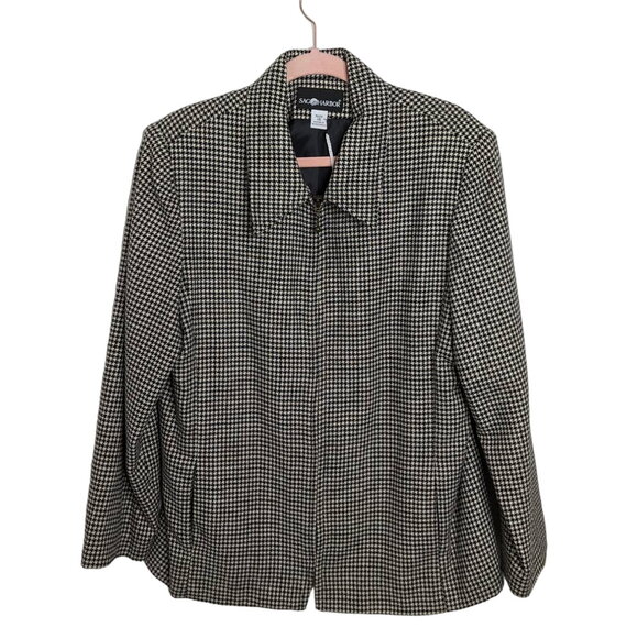 Vintage Houndstooth Zip-Up Blazer - Picture 1 of 5